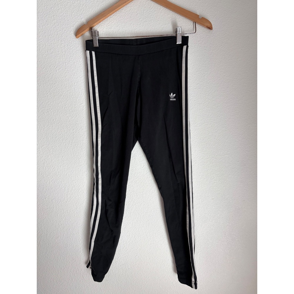 Adidas Originals Womens Black White 3-Stripe Trefoil Leggings Size Small AJ9366